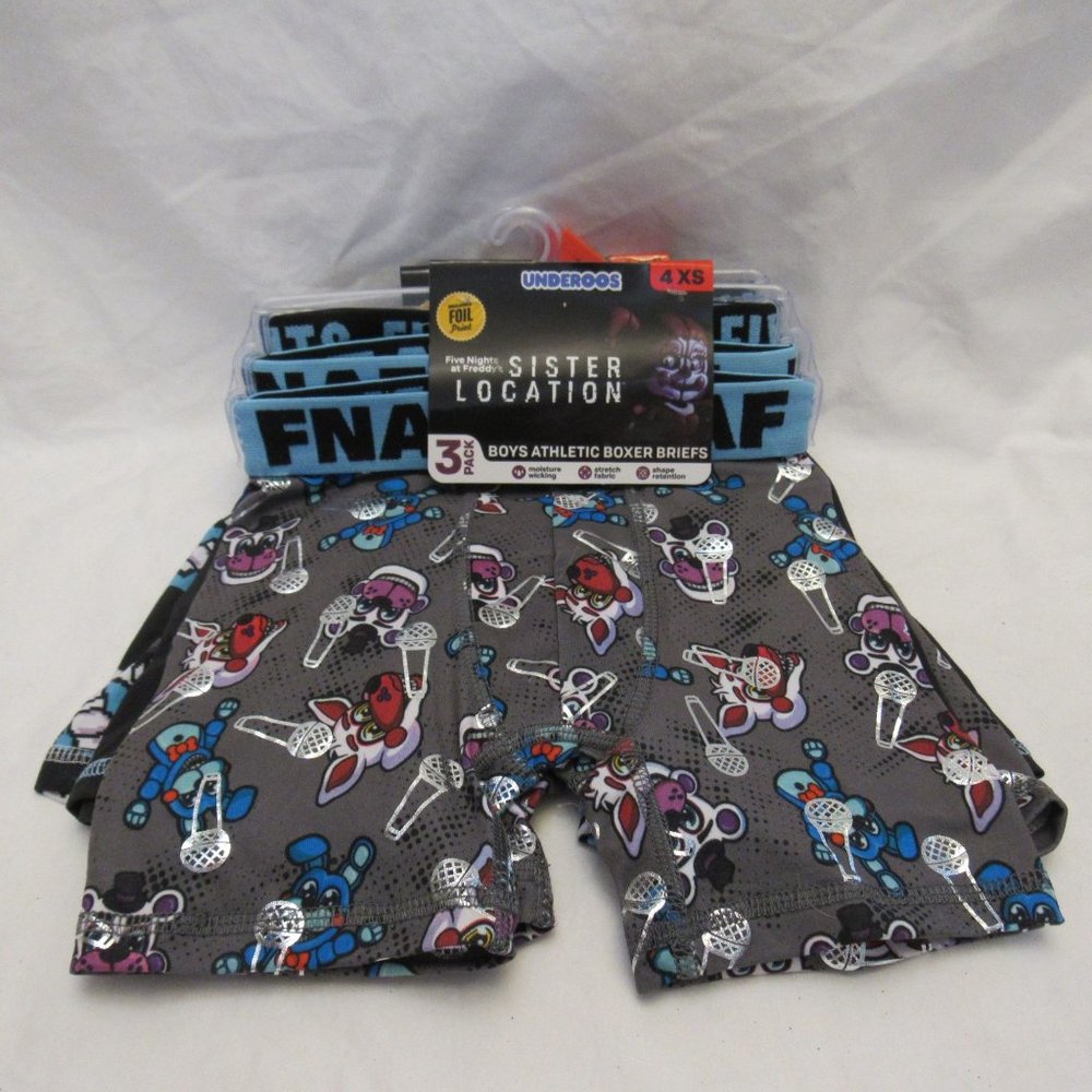 Boys Five Nights at Freddys Size 4 3PC Athletic Boxer Briefs Underoos Underwear